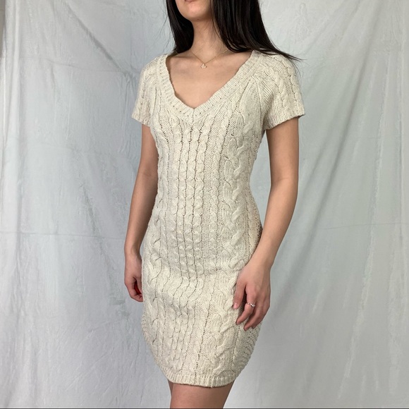 so medium beige cream knit sweater dress - Picture 3 of 14